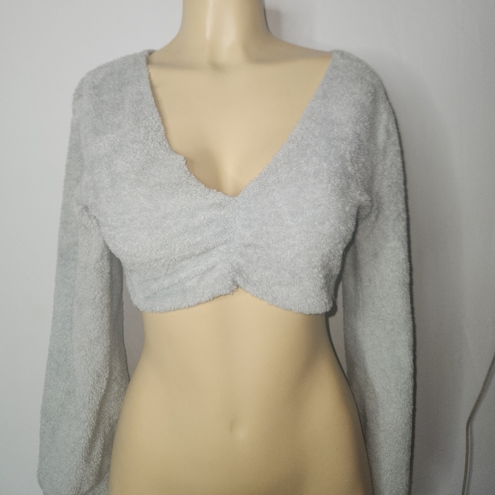 Shein fuzzy crop top
